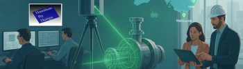 Illustration of an engineering workspace where a tripod-mounted 3D LiDAR scanner captures a green point-cloud of an industrial pump assembly. Two engineers review scan data on a tablet beside technical drawings, while two others model components on computer workstations. A digital map of Australia is displayed in the background, highlighting Hamilton By Design’s service locations including Perth, Brisbane, Sydney, and Melbourne. The scene emphasises advanced 3D scanning, digital engineering, and nationwide support.