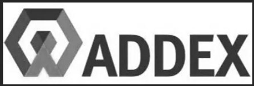 Addex logo featuring a geometric hexagon-style emblem with interlocking shapes beside the word ‘Addex’ in bold uppercase text