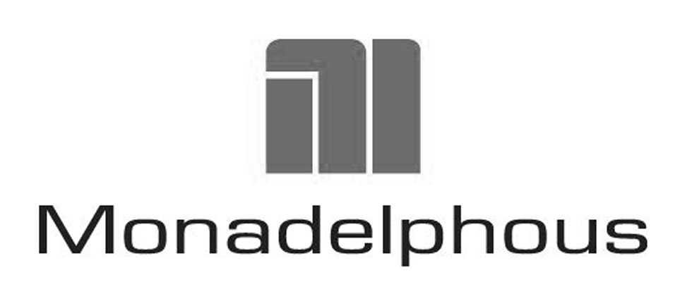 Monadelphous logo featuring a stylised geometric ‘M’ symbol above the company name in modern sans-serif lettering