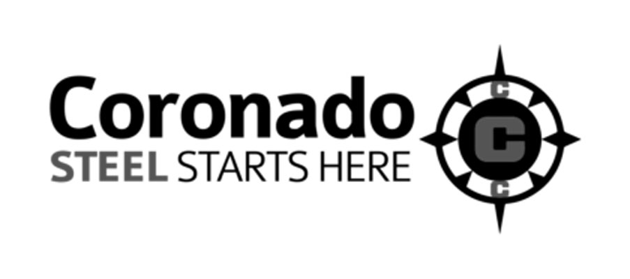 Coronado logo with the tagline ‘Steel Starts Here’ and a compass-style emblem containing the letter C.