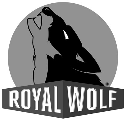 Royal Wolf logo featuring a howling wolf silhouette against a circular background above the text ‘Royal Wolf’ in bold lettering