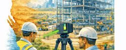 Engineers using LiDAR scanning at a construction site within the outline of Western Australia to support structural and building services design.