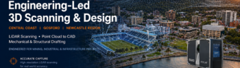 LiDAR 3D scanning services in Gosford Central Coast NSW showing stadium, waterfront and FARO laser scanner with point cloud overlay