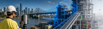 3D LiDAR scanning of an industrial facility in Brisbane with the Story Bridge, point cloud data and CAD modelling.
