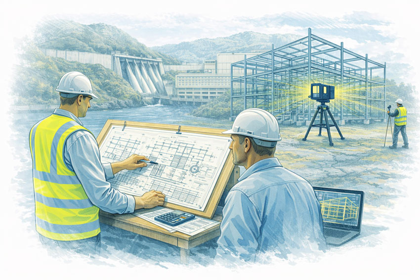 Engineer-led mechanical design review during LiDAR scanning at a Tasmanian hydro power facility