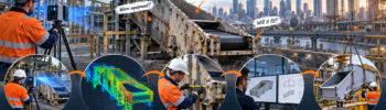 Illustration of industrial equipment reverse engineering in Melbourne, showing 3D scanning, point cloud analysis, interface checks, CAD drawings and replacement fabrication.