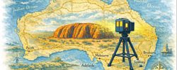 Engineering-led mobile laser scanner digitising Ayers Rock on an Australian road map representing regional onsite 3D scanning.