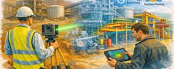 Laser scanning of WA mining infrastructure with Scan-to-BIM visualisation for industrial processing engineering.