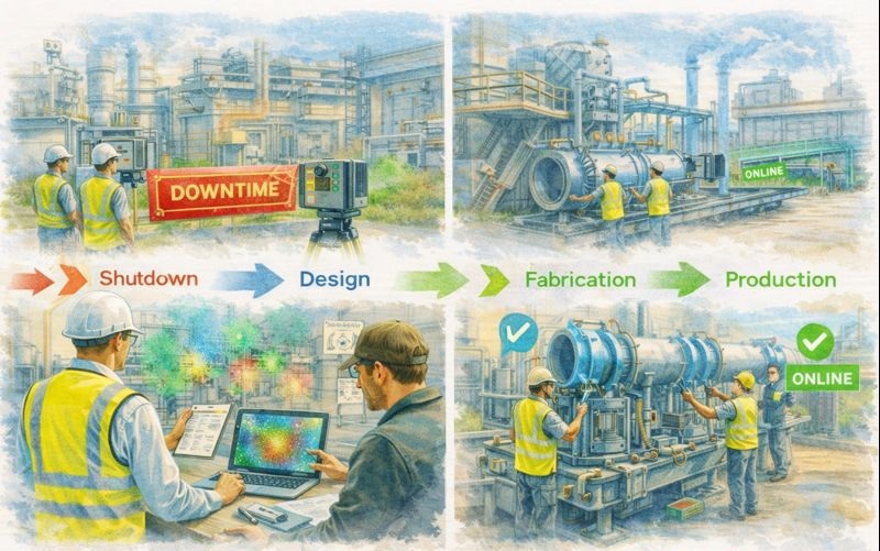 Engineering-led LiDAR scanning sequence from downtime to online restart.