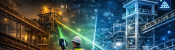 3D laser scanning of mining processing plant generating digital point cloud model for engineering plant upgrades.