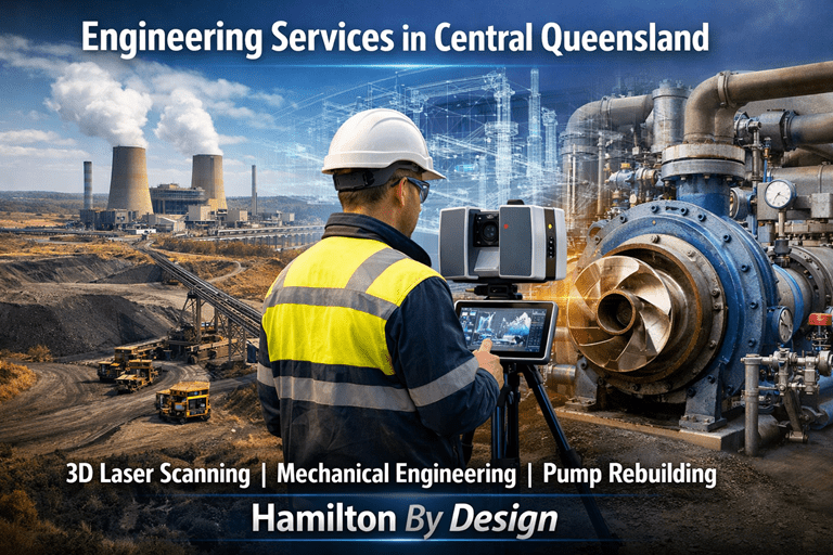 Industrial engineering services including 3D laser scanning mechanical engineering and pump rebuilding in Central Queensland
