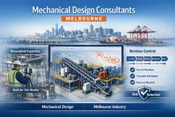 Melbourne mechanical engineering consultancy showcasing governed CAD design, brownfield expertise and controlled drawing revisions.