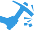 Blue icon of a conveyor belt carrying material into a crusher or processing unit