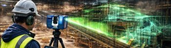 Engineer performing 3D laser scanning of a mining processing plant during a shutdown to capture accurate site conditions.