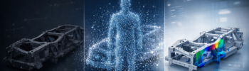 AI needs a body concept showing STL mesh, point cloud data, and CAD model with FEA for engineering workflow