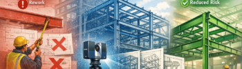 Structural drafting workflow showing LiDAR scanning, point cloud modelling, and steel detailing for accurate construction in Sydney