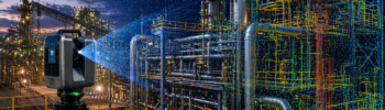 Terrestrial LiDAR scanner capturing industrial plant