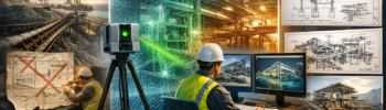 Structural drafting Newcastle workflow showing LiDAR scanning, point cloud modelling, and steel detailing for mining and industrial plant design
