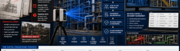 Engineering-grade LiDAR scanning and digital engineering workflow showing how updated engineering drawings reduce project risk and improve asset management.