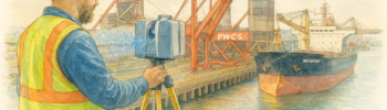 3D scanning of heavy industrial port infrastructure in Kooragang Newcastle watercolour style