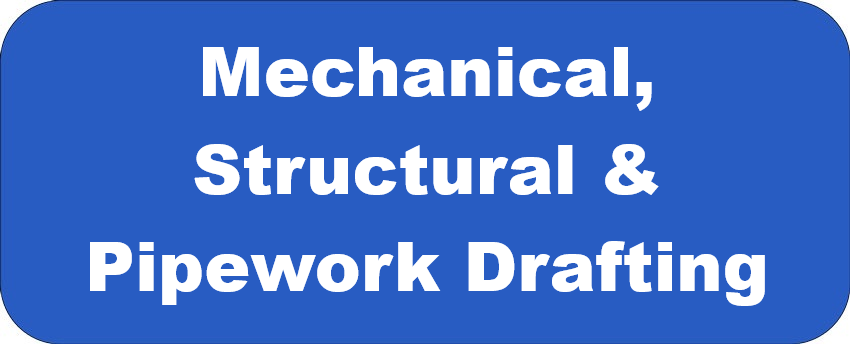 Mechanical, Structural & Pipework Drafting service banner by Hamilton By Design featuring white text on a blue background.