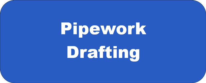Pipework Drafting title graphic featuring bold white text reading "Pipework Drafting" centred on a blue rounded rectangle background.