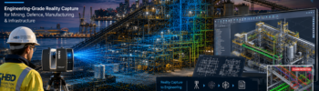 3D LiDAR Scanning Adelaide engineer using FARO laser scanner to capture an industrial processing plant with point cloud data and digital twin modelling.