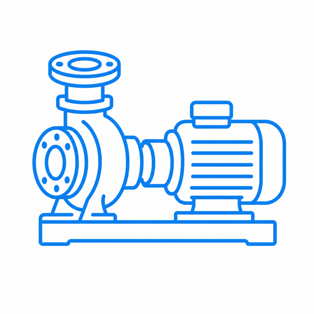 Pump and Motor Assembly Icon for Reverse Engineering and Water Infrastructure Engineering Services
