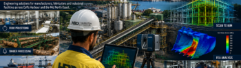Coffs Harbour manufacturing and industrial engineering services featuring 3D LiDAR scanning, Scan to BIM, FEA analysis, food processing facilities, timber processing plants, marine infrastructure and fabrication workshops.