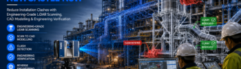 Smelter brownfield engineering in Newcastle NSW showing LiDAR scanning, CAD modelling and clash detection used to reduce installation risk before fabrication.