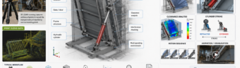 Infographic showing how LiDAR scanning and SOLIDWORKS are combined to create accurate kinematic studies, including point cloud capture, CAD modelling, motion analysis, interference checking, clearance analysis and actuator stroke review.