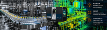 FMCG 3D LiDAR scanning in an Australian food and beverage manufacturing plant showing a FARO laser scanner, production line and point-cloud overlay.