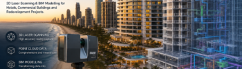 Scan to BIM Gold Coast for hotels, resorts and commercial buildings using 3D laser scanning, point cloud data and BIM modelling.