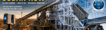 Mining engineering services in Cobar NSW showing 3D laser scanning, point cloud capture, scan-to-CAD modelling and brownfield plant equipment design.