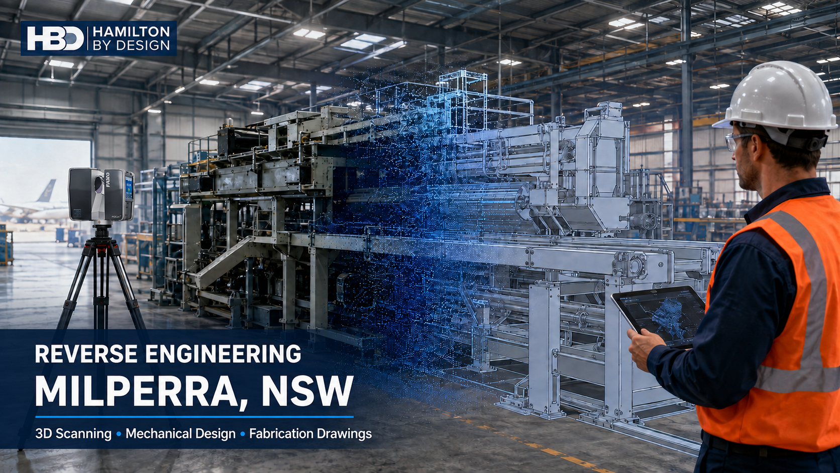 Hamilton By Design reverse engineering and 3D scanning services for industrial machinery in Milperra, NSW.