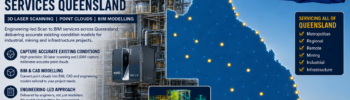 Scan to BIM services Queensland using 3D laser scanning, LiDAR point clouds and engineering-led BIM modelling for industrial, mining and infrastructure projects.